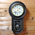 8インチ 頭丸型掛時計、製造不明(名古屋地域)、販売：美寳堂(松本市)、大正7年